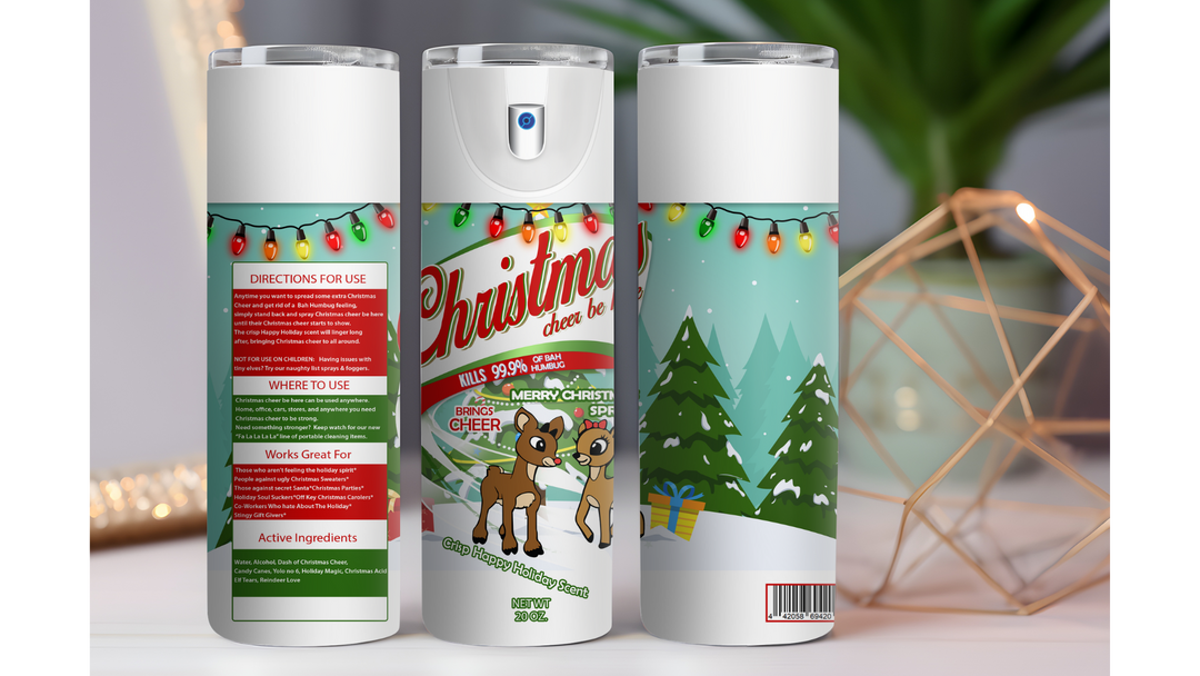 Christmas Cheer Be Here Rudolph Reindeer 20 oz. Drink Skinny Tumbler