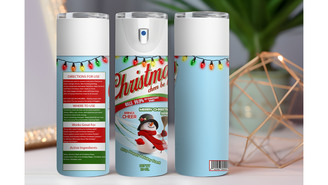Christmas Cheer Be Here Snowman 20 oz. Drink Skinny Tumbler