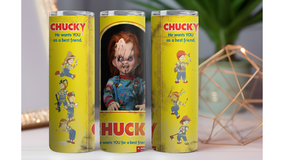 Chucky Halloween- 20oz Drink Skinny Tumbler