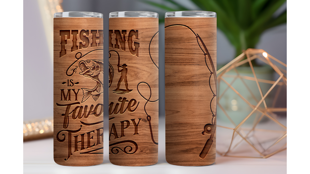 Fishing is My Favorite Therapy 20 oz. Drink Skinny Tumbler