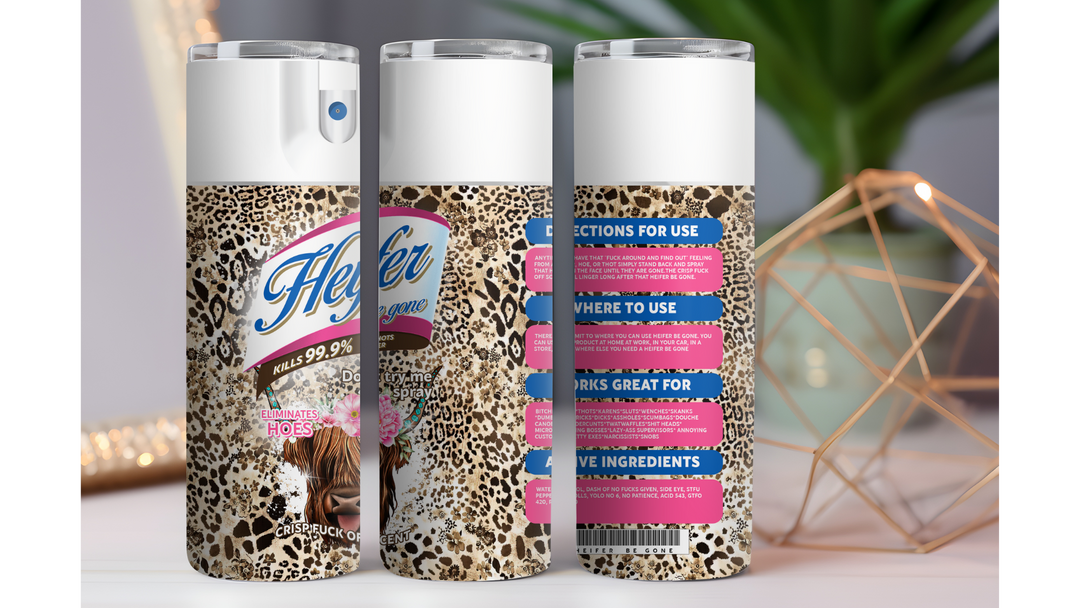Heifer Be Gone Highland Cow Brown Spot Print 20 oz. Drink Skinny Tumbler