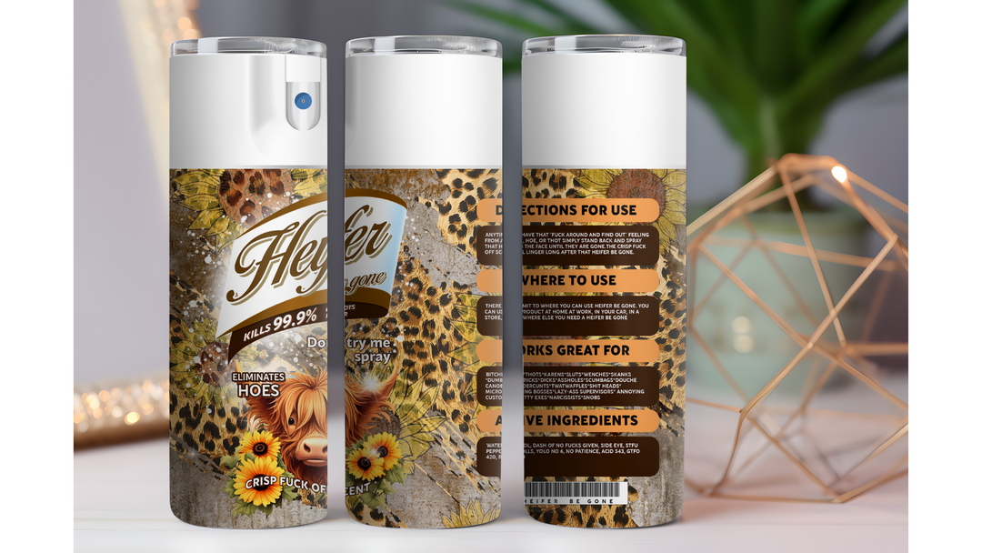 Heifer Be Gone Highland Cow Sunflowers 20 oz. Drink Skinny Tumbler