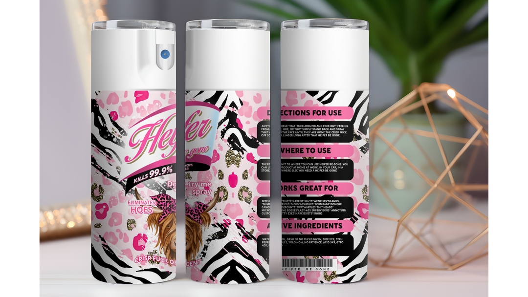 Heifer Be Gone Highland Cow Zebra 20 oz. Drink Skinny Tumbler