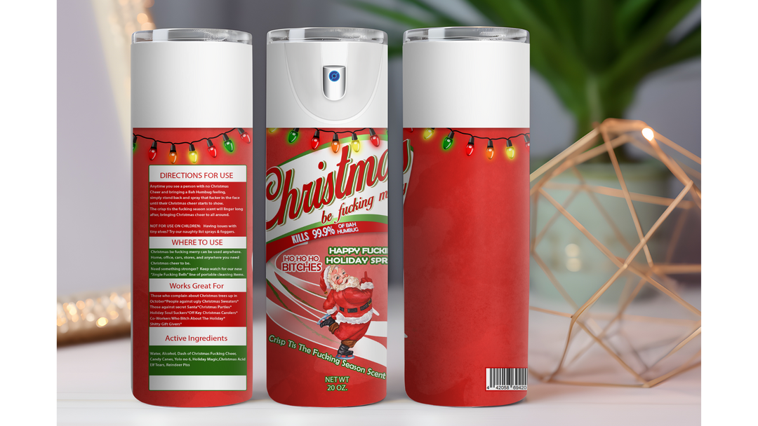 Christmas Be Fucking Merry Santa 20 oz. Drink Skinny Tumbler