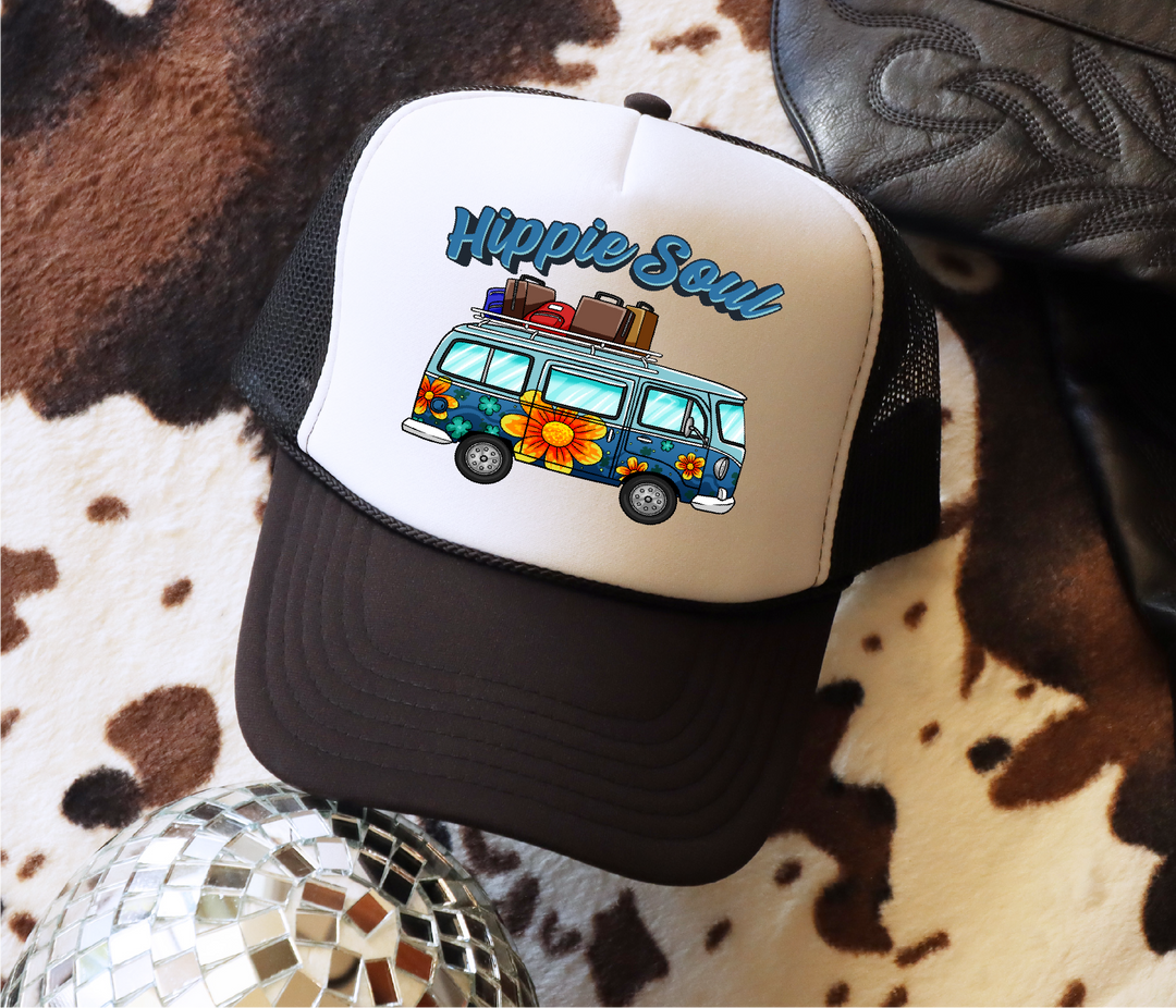 Hippie Soul VW Bus with Luggage Trucker Hat