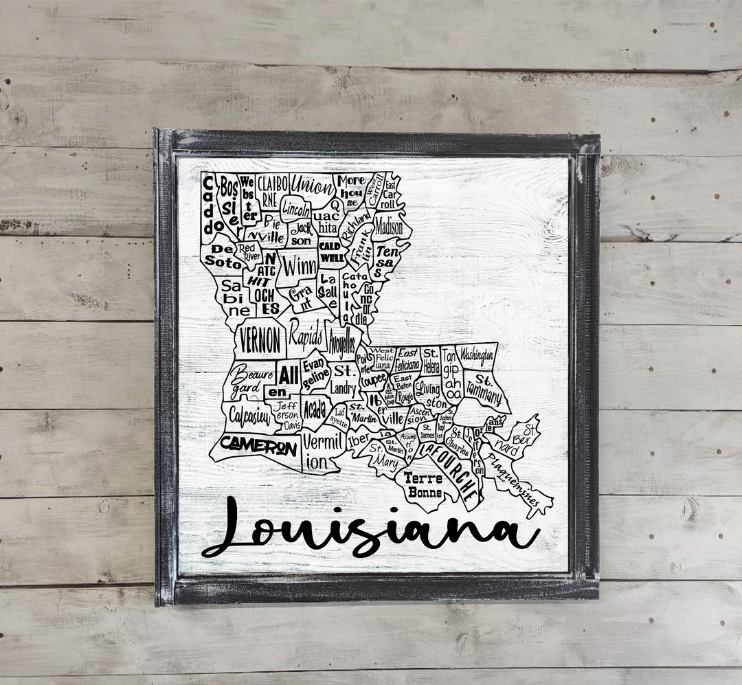 Louisiana Parish Map Printed Canvas