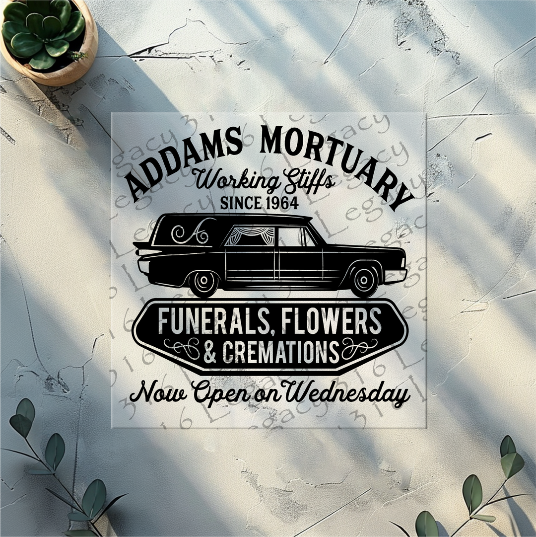 Addams Mortuary Black- DTF Ready to Press