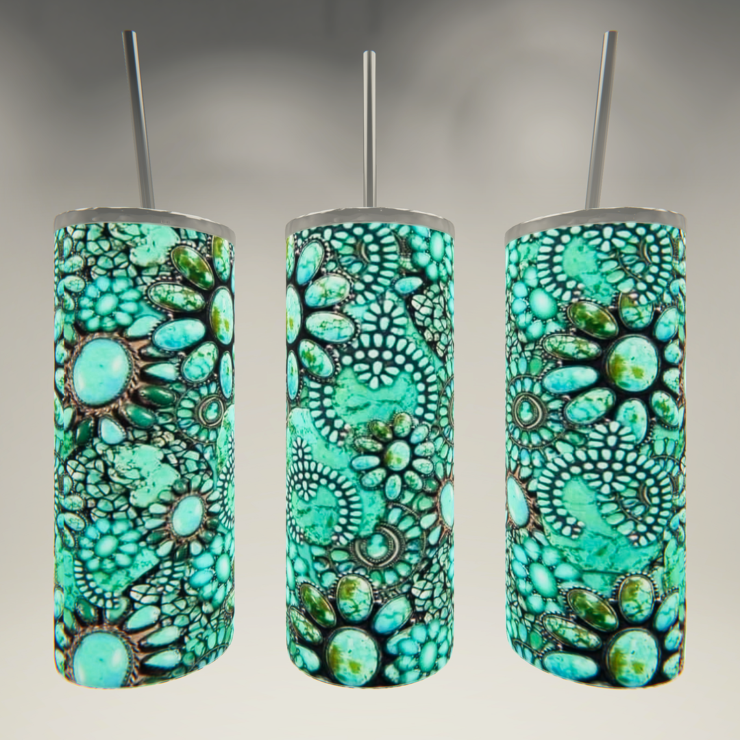 Turquoise Jewel Print- 20 oz Skinny Tumbler