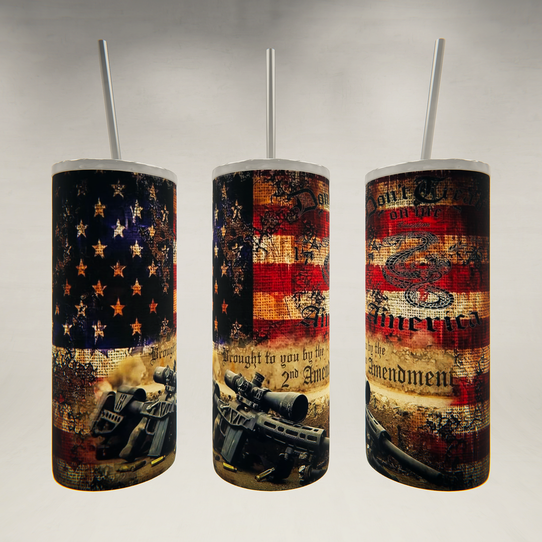 American Flag- 2nd Amendment- 20 oz Skinny Tumbler