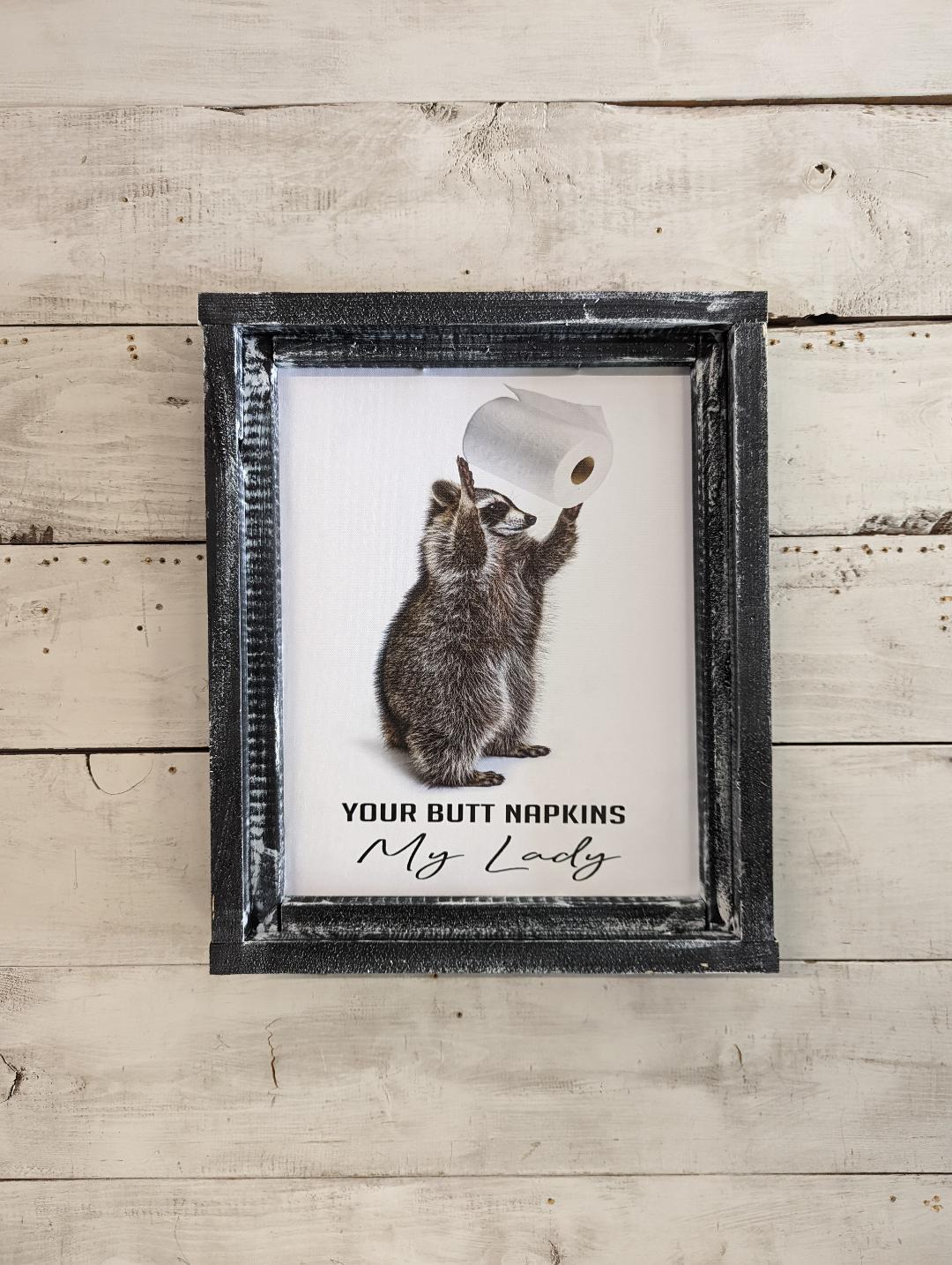 Raccoon Butt Napkins My Lady Standing Canvas Print