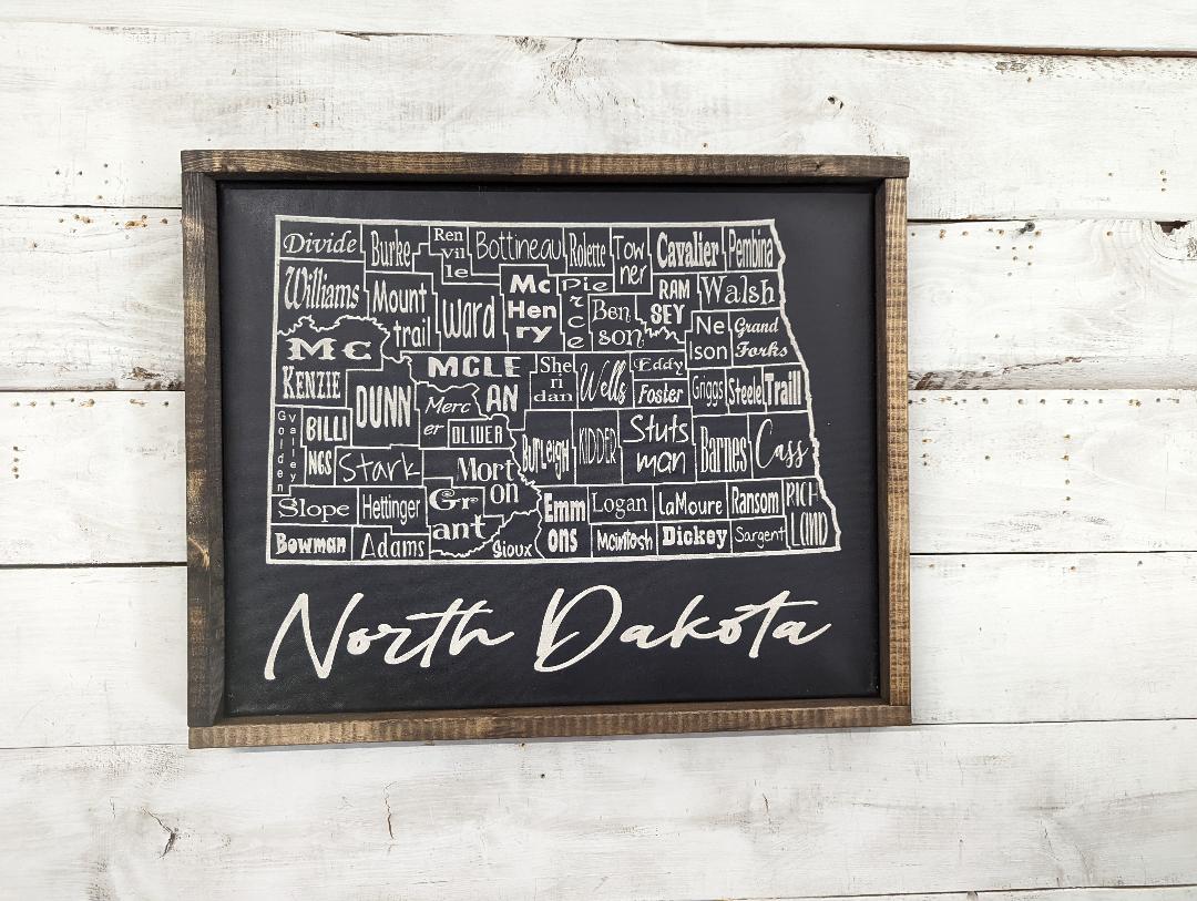 North Dakota County Map Canvas (16x20)