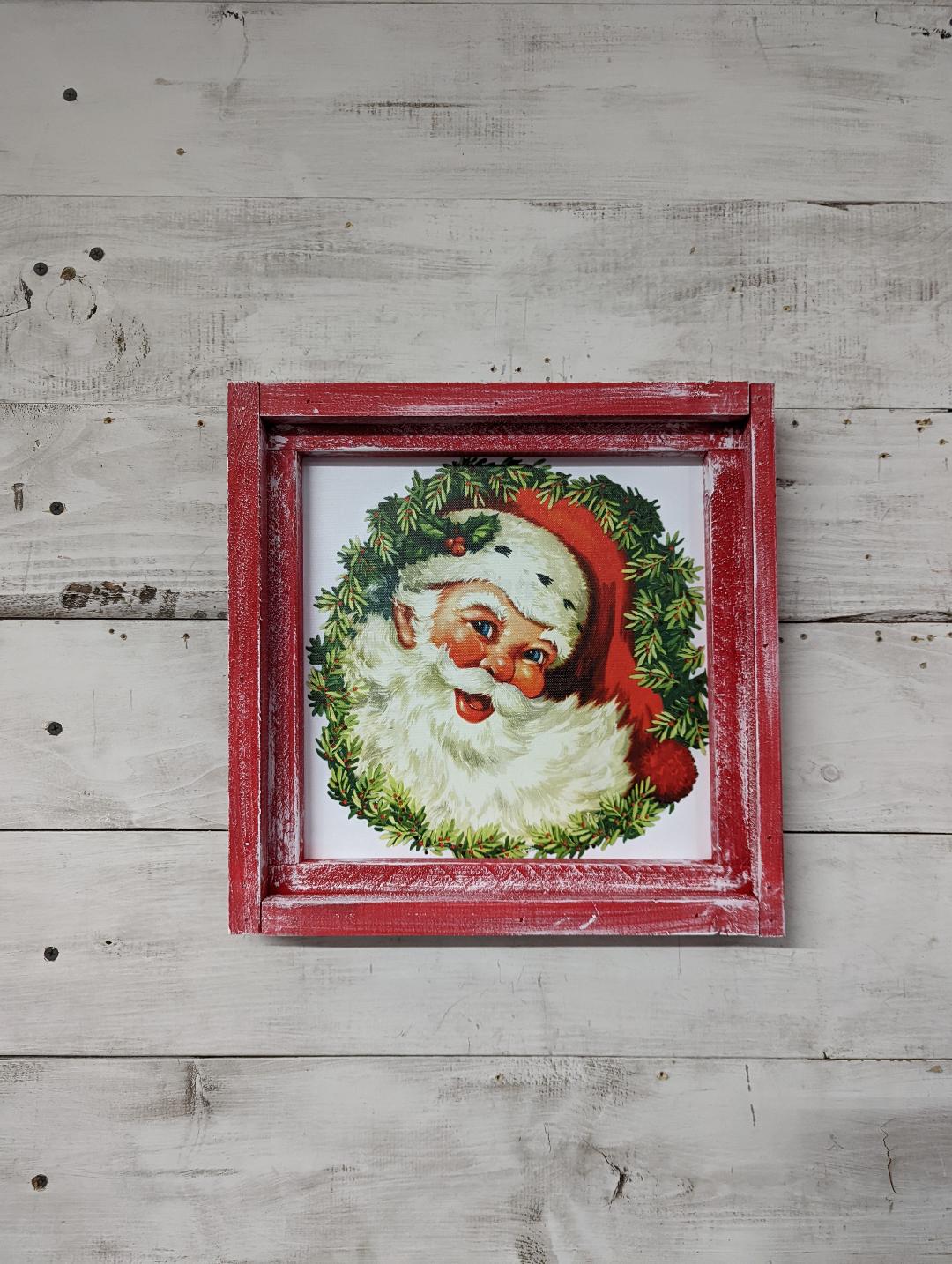 Santa and Wreath Canvas Print