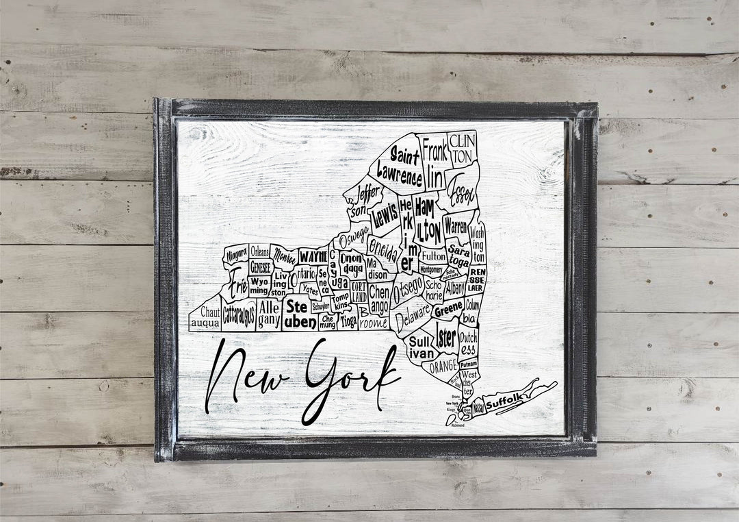New York County Map Printed Canvas