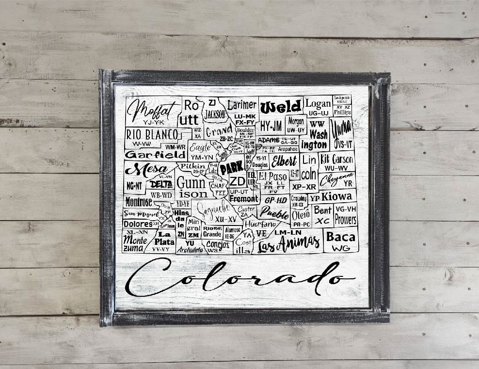 Colorado License Plate County Map Printed Canvas