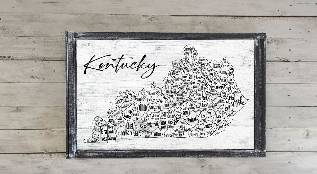 Kentucky County Map Printed Canvas