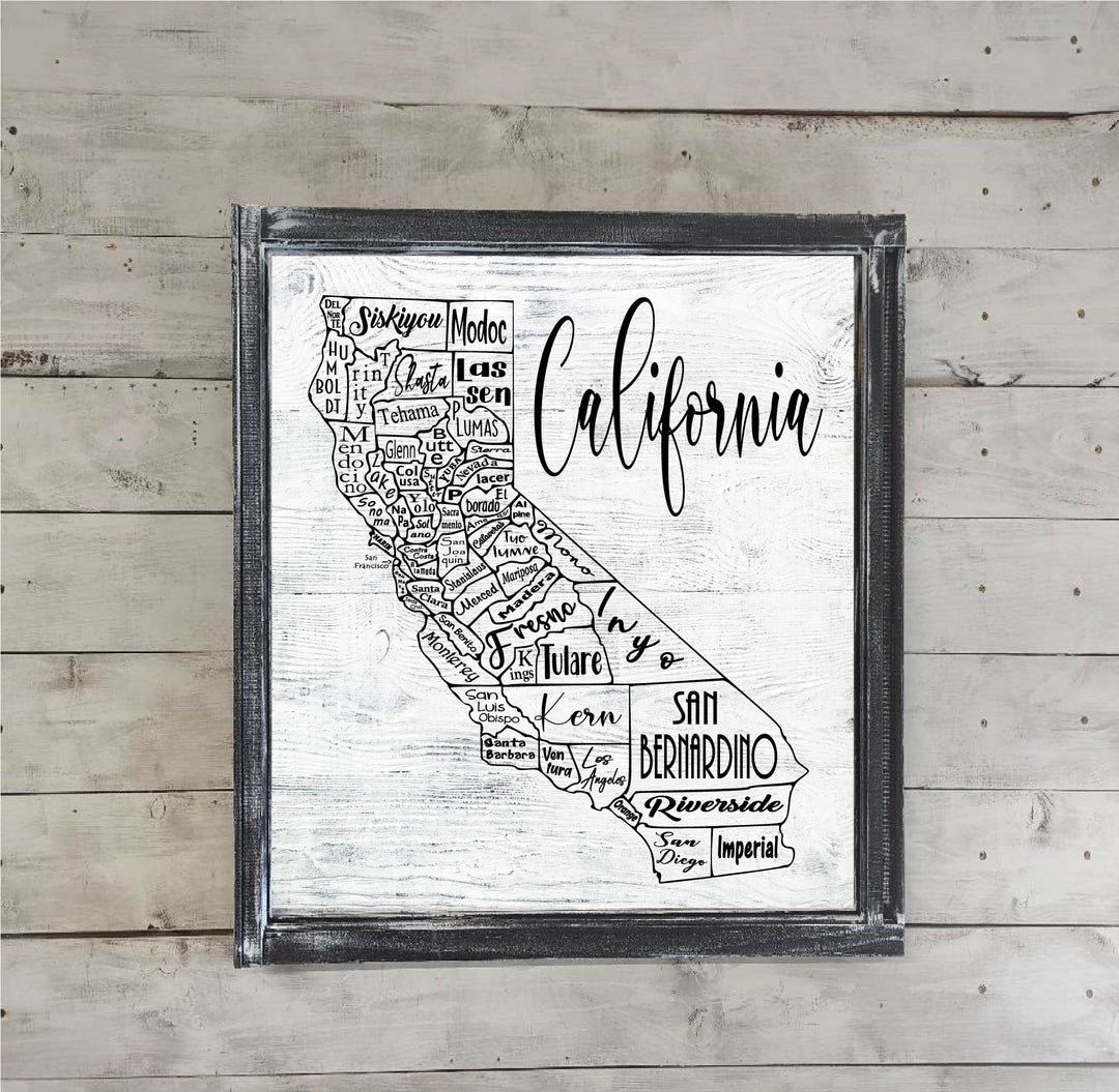 California County Map Printed Canvas
