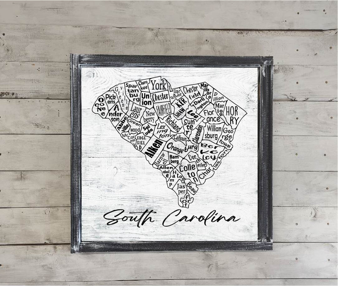 South Carolina County Map Printed Canvas