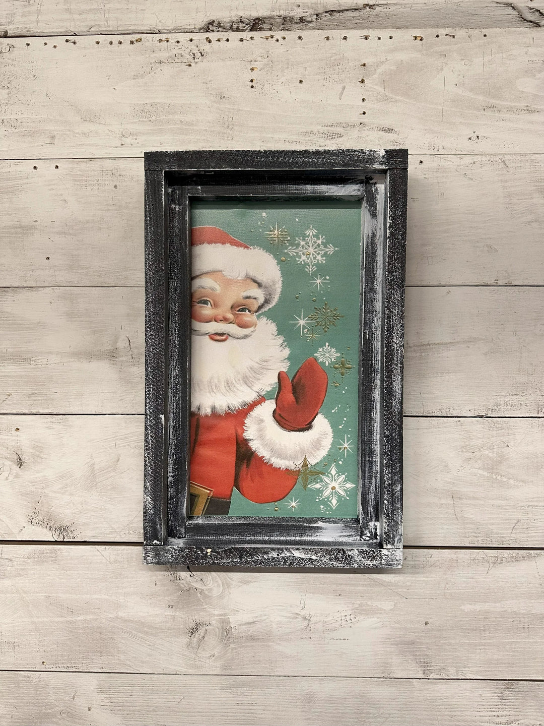 Vintage Santa with Snowflakes Canvas Print