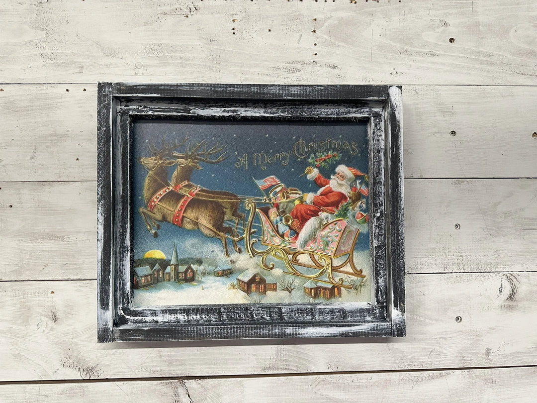 Vintage Santa and Sleigh Canvas Print