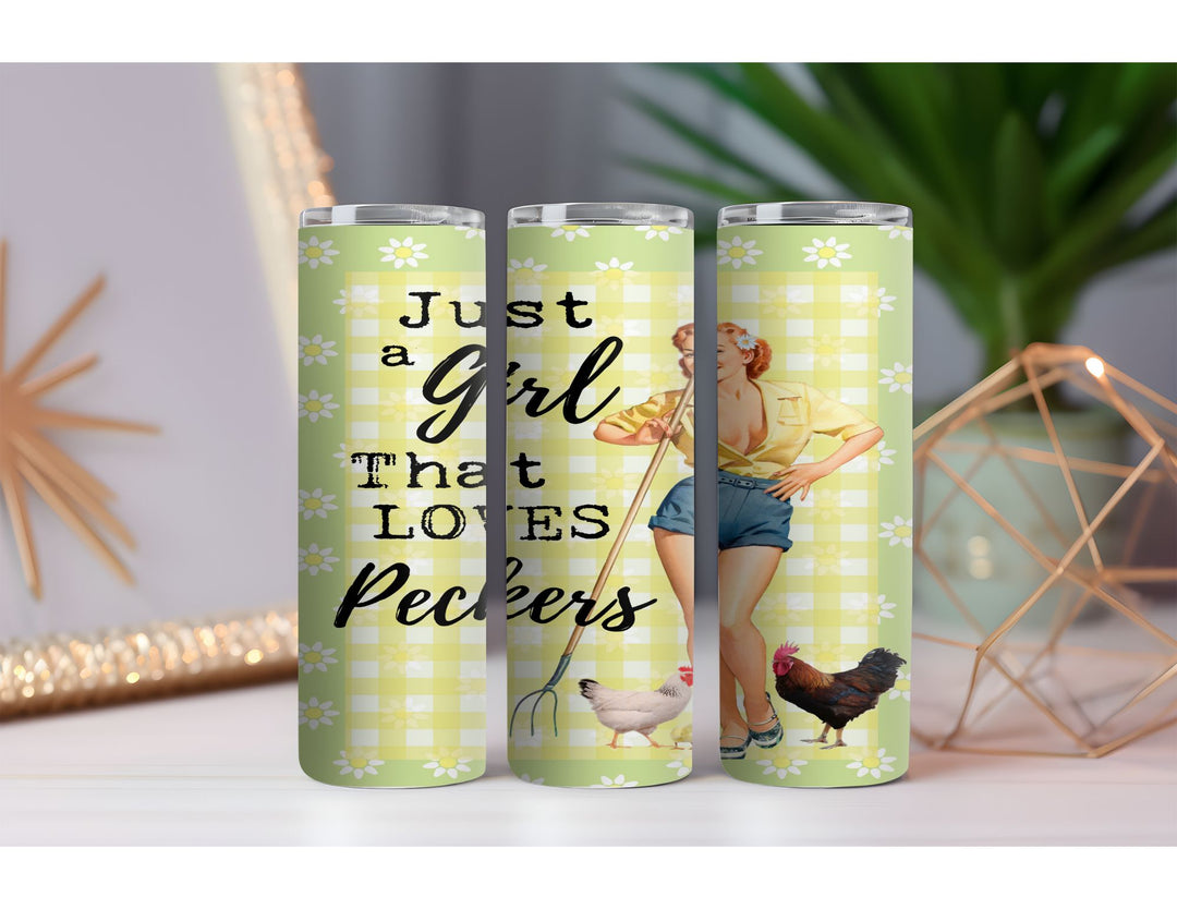 Girl That Loves Peckers 20 oz. Skinny Drink Tumbler