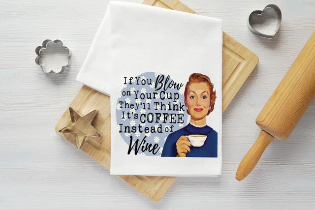 Blow on Coffee Vintage Graphic Tea Towel