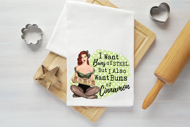 Buns of Steel Vintage Graphic Tea Towel