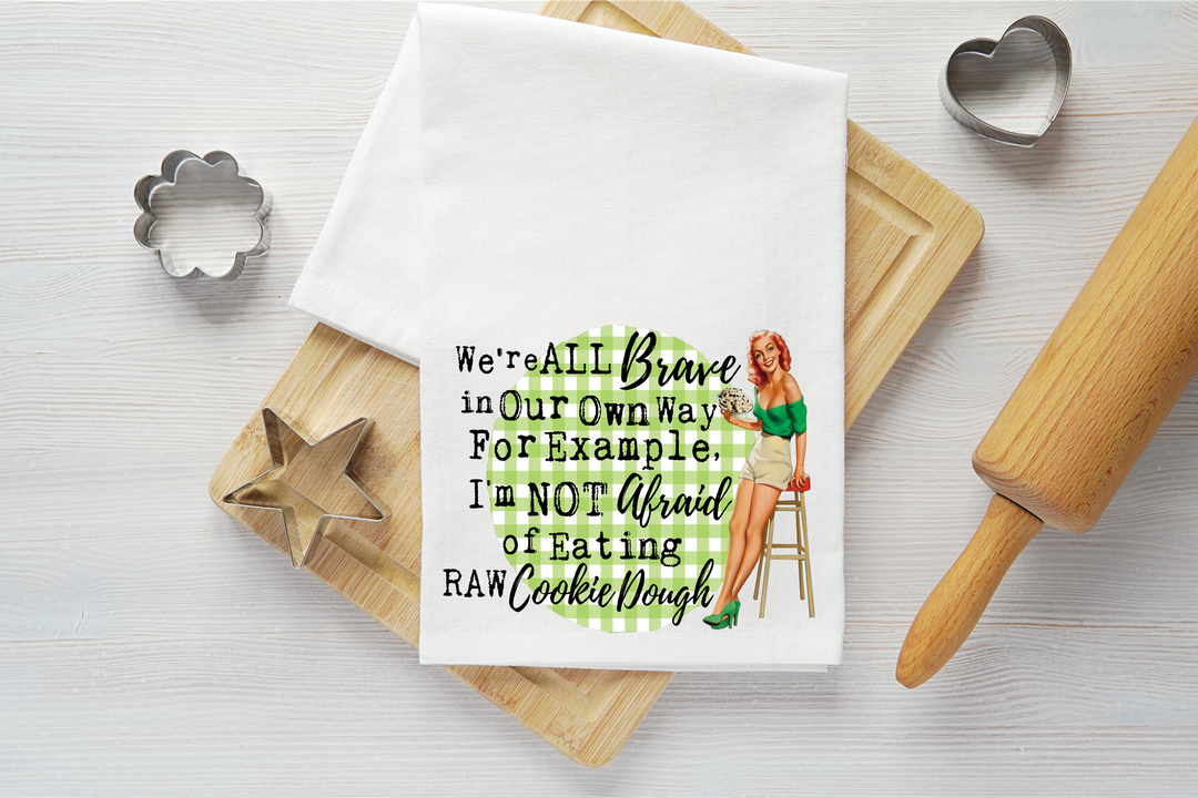 Eating Raw Cookie Dough Vintage Graphic Tea Towel