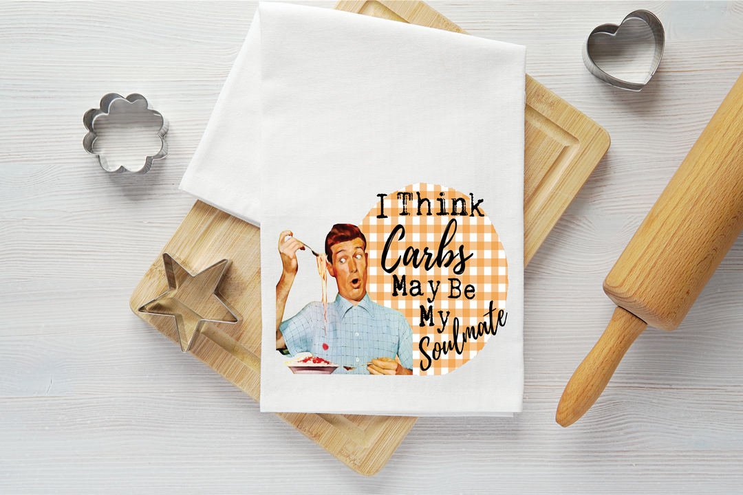 Carbs My Soulmate Vintage Graphic Tea Towel