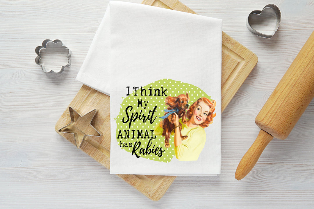 Spirit Animal Rabies Vintage Graphic Tea Towel