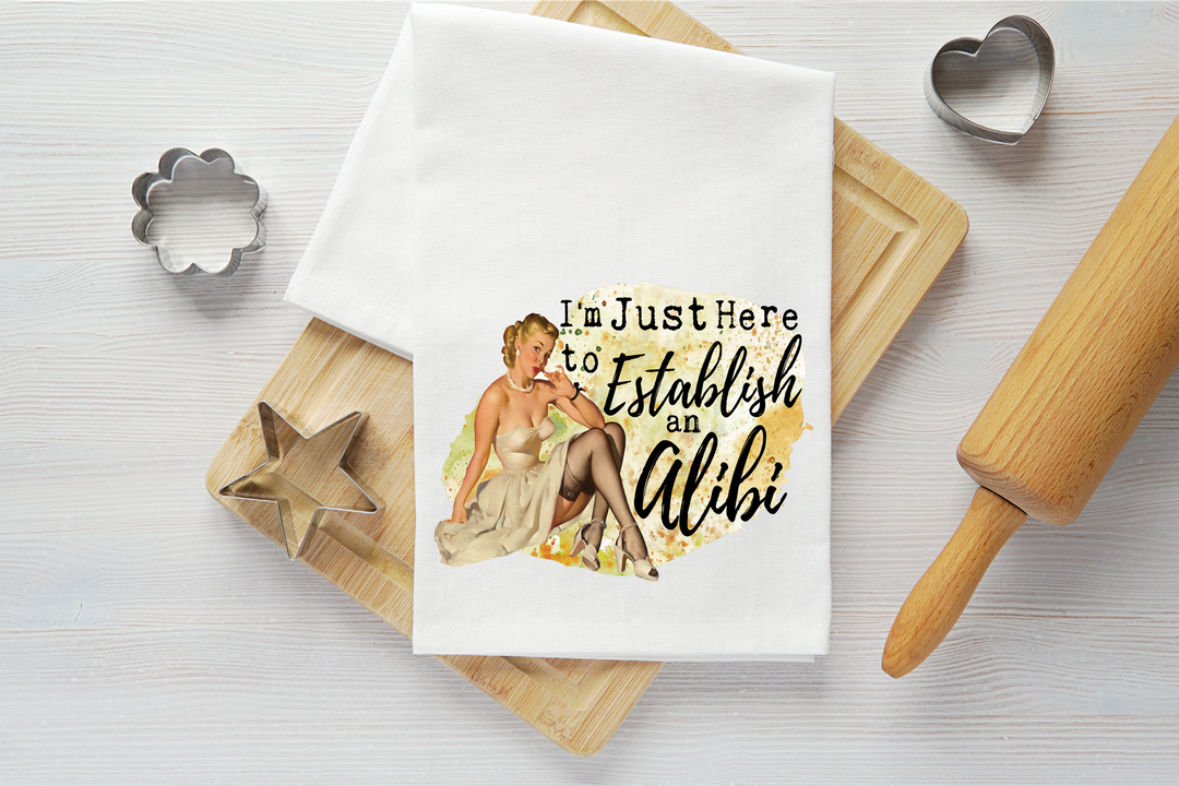Establish an Alibi Vintage Graphic Tea Towel