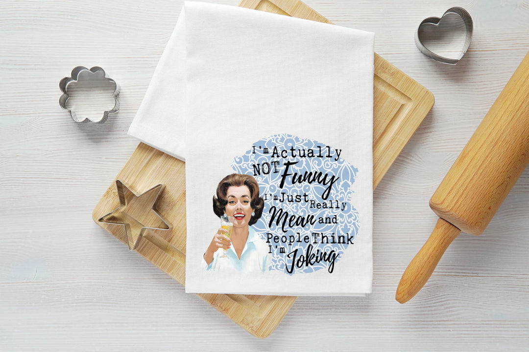 Not Actually Funny Vintage Graphic Tea Towel