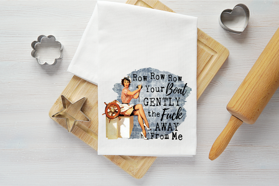 Row Your Boat Vintage Graphic Tea Towel