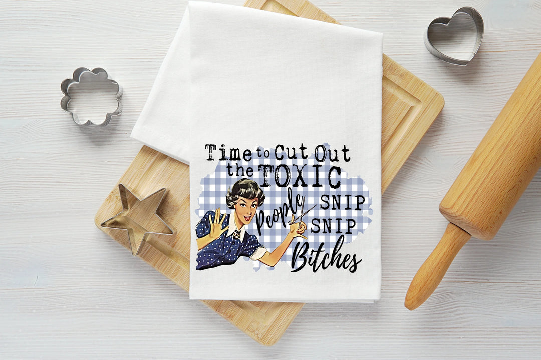 Snip Snip Bitches Vintage Graphic Tea Towel