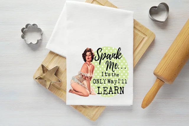 Spank Me Vintage Graphic Tea Towel