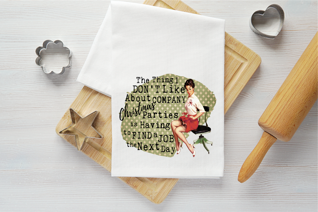 Company Christmas Party Vintage Graphic Tea Towel