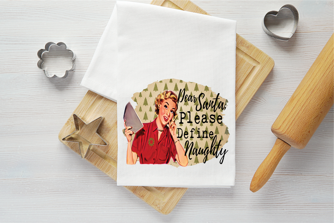 Define Naughty Vintage Graphic Tea Towel