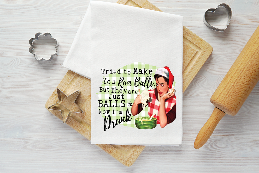 Rum Balls Vintage Graphic Tea Towel