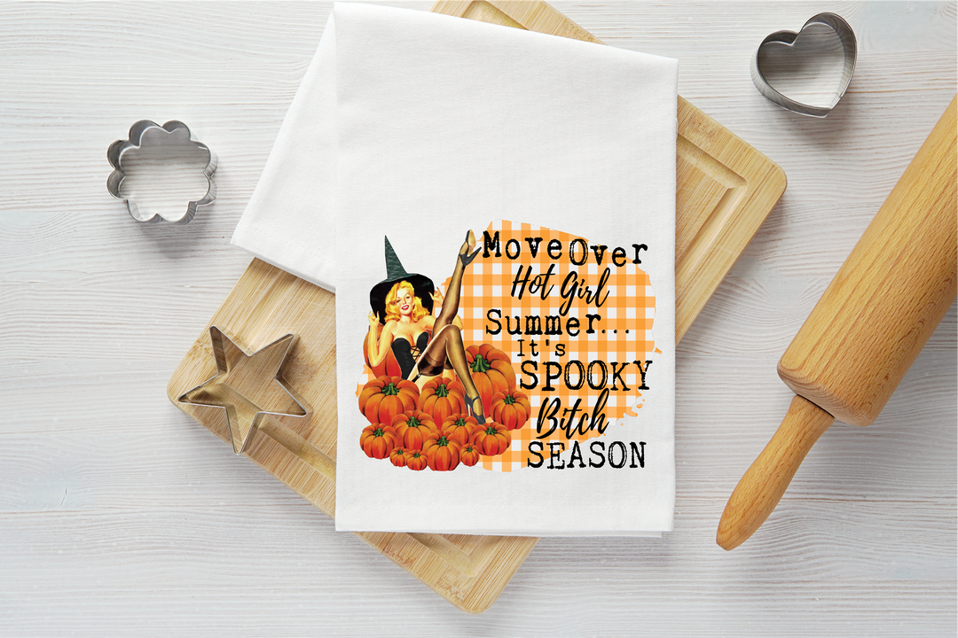 Spooky Bitch Season Vintage Graphic Tea Towel