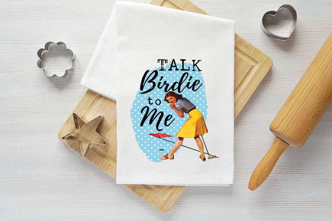 Talk to Me Birdie Vintage Graphic Tea Towel