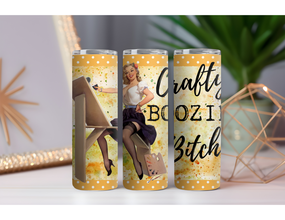 Crafty Boozin Bitch 20 oz. Skinny Drink Tumbler