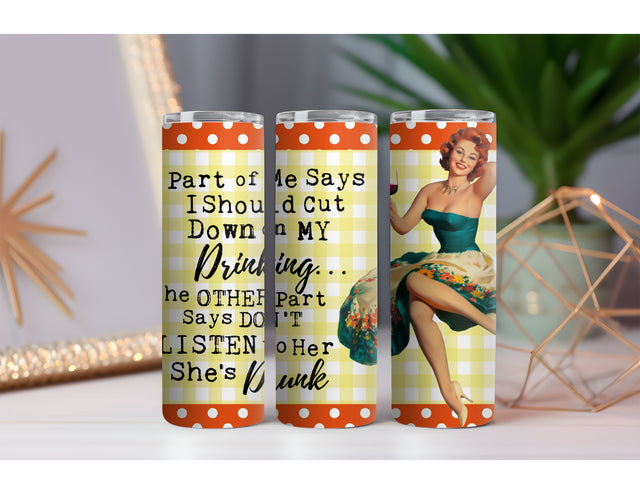 Drunk Drinking 20 oz. Skinny Drink Tumbler