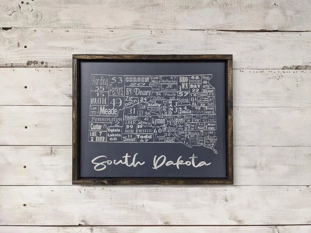 South Dakota License Plate County Map Canvas