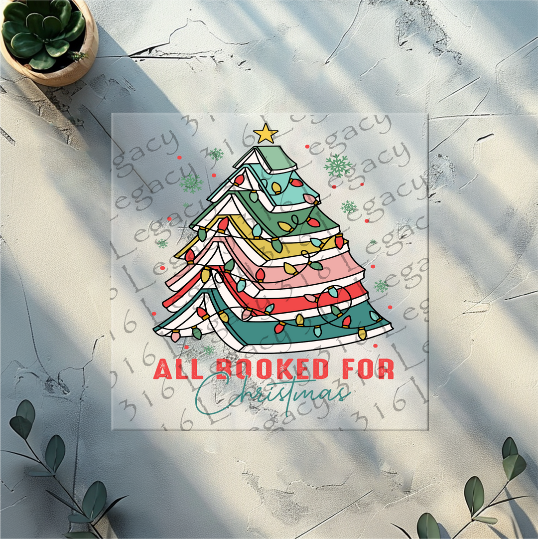 All Booked for Christmas Book Tree, Christmas- DTF Ready to Press