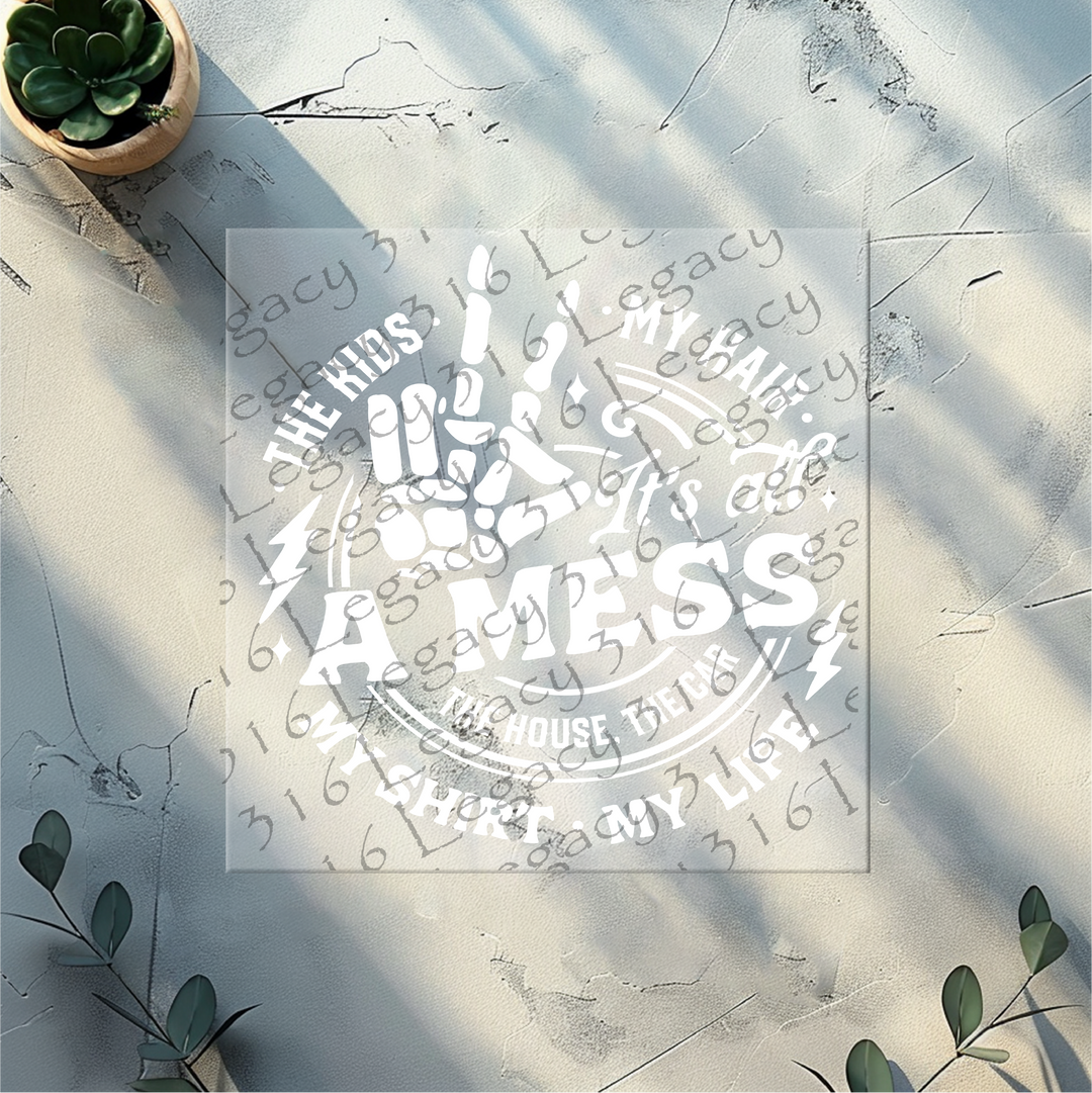 The Kids, The Hair It's All a Mess Skeleton Hand- DTF Ready to Press