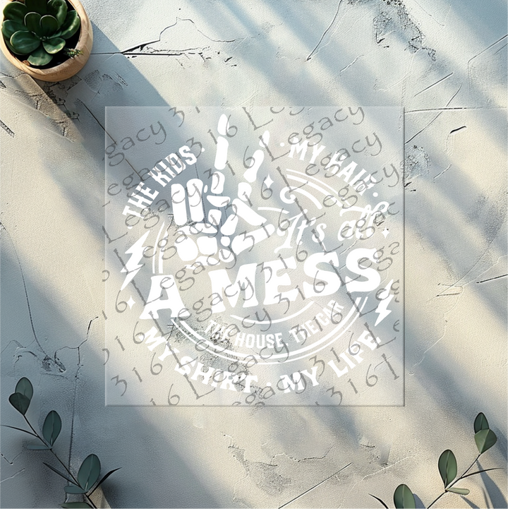 The Kids, The Hair It's All a Mess Skeleton Hand- DTF Ready to Press