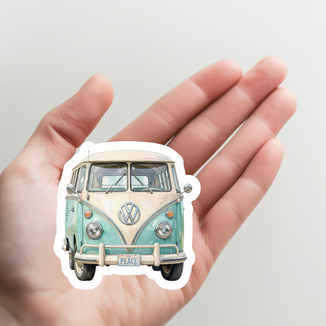 Bus Van Blue Peace Sticker