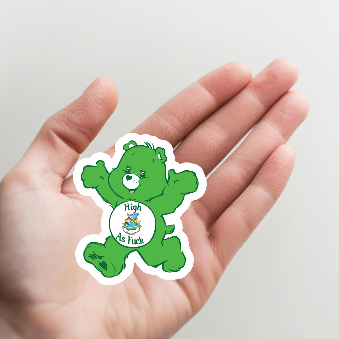 Care Bear Green High as Fuck Sticker