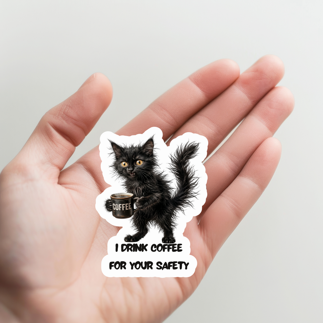 Cat Drink Coffee Sticker
