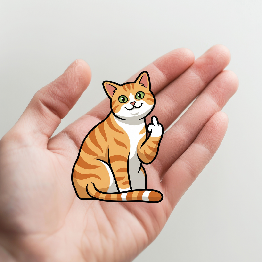 Cat Giving the Bird Sticker