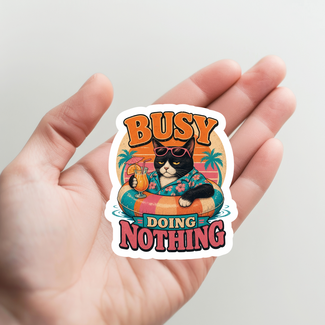 Cat Busy Doing Nothing Sticker